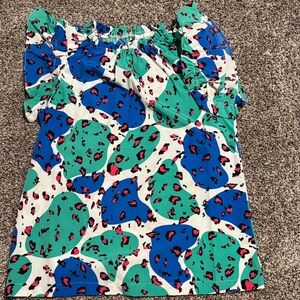 Colorful ruffle Shoulder Blouse